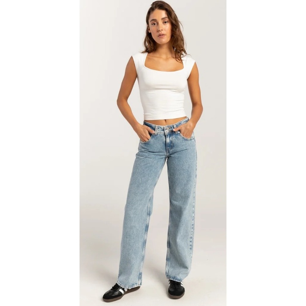 Levi's Superlow Mid Rise Straight Leg Jeans Light Wash Button Fly Denim Size 30
